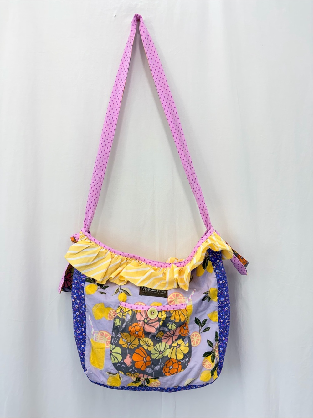 Matilda Jane Adventure Begins Lemon Zest Joey Cloth Shoulder Bag Yellow Pink